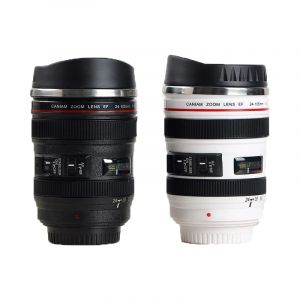 Caméra en acier inoxydable EF24-105mm, tasse à café avec objectif, blanc et noir, tasse Unique,