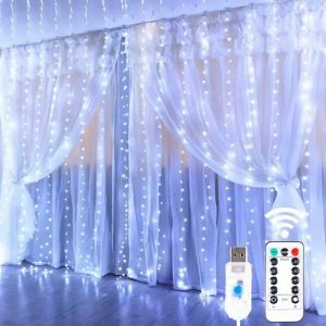 LED rideau chaîne lumières guirlande de noël décor fée lumière 8 Modes USB télécommande mariage