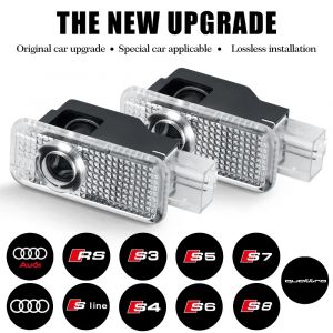 Projecteur Laser LED avec Logo de porte de voiture, 2 pièces, lampe de bienvenue pour Audi Sline S3