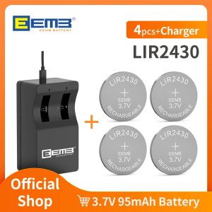 EEMB LIR2430 3.7V 95mAh pile bouton Rechargeable avec chargeur batterie Lithium-ion pile bouton pour