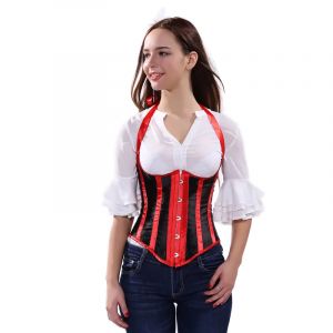 Sapubonva dames sexy noir et blanc ray&eacute; licou corset et bustier hauts overbust corset grande taille