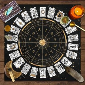 Nappe de carte de Tarot 1 pièce, jeu de 12 cartes du zodiaque, tapis de carte de raconter de