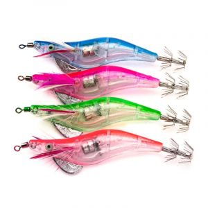 LED Électronique Lumineux Crevettes Calmar Pêche Nuit Calmar Gabarit Leurre Basse Appât avec Crochet