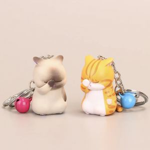 Mignon chat timide porte-clés chaton potelé porte-clés bibelot sac ornement Animal chat pendentif