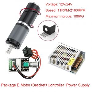Moteur réducteur planétaire 32GP-31ZY 12V 24V 11RPM-2160RPM 0.5-100Kg.cm, support + contrôleur +