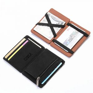 Mini hommes porte-carte portefeuilles fermeture éclair monnaie poche mince magique mâle portefeuille
