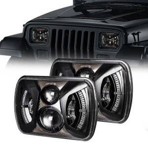Lumi&egrave;re de sauna carr&eacute;e &agrave; LED, lampe de sauna &agrave; LED, feux de jour haut et bas, Jeep Wrangler YJ
