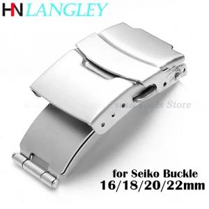 Boucle de bracelet de montre en acier inoxydable, 16mm 18mm 20mm 22mm, pour montre Seiko, boucle