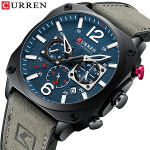 CURREN montre pour hommes mode étanche multi-fonction chronographe horloge en cuir Six aiguilles