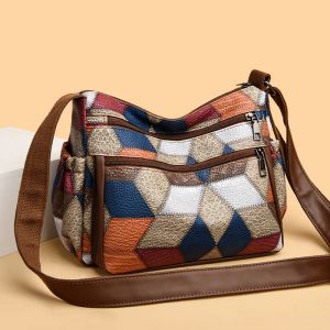 Sacs à bandoulière de luxe en cuir PU pour femmes, sac à main de haute qualité, patchwork, style