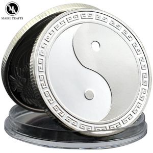 Nouvelle pi&egrave;ce de d&eacute;fi Tai Chi, Dragon chinois et ph&eacute;nix, pi&egrave;ce porte-bonheur, Collection artisanale