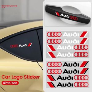 Autocollant de poign&eacute;e de porte de voiture, 4 pi&egrave;ces, Badge automobile, accessoires pour Audi