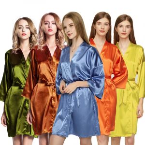 Robes de demoiselle d'honneur Robe de mariée en soie Robe courte en Satin pour femmes Robe de