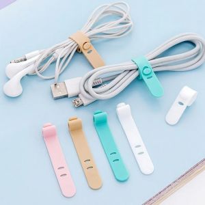 Enrouleur de câble en silicone réutilisable, clips pour écouteurs, fil de gestion des sangles,