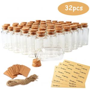 Petites bouteilles en verre avec couvercles en liège, Mini bocaux de 40ml, flacons en verre avec