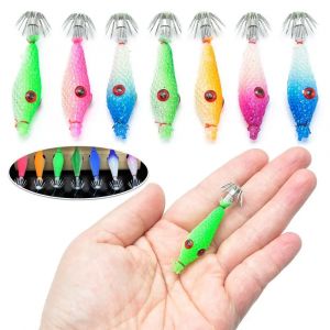 7 pièces/paquet 2.4g 5.5cm gabarits de calmar lumineux parapluie léger crochet en acier inoxydable