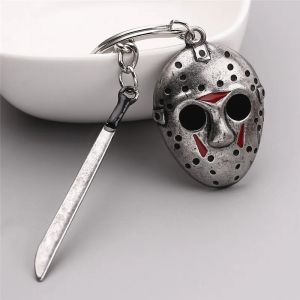 Halloween film d'horreur vendredi Jason Voorhees masque machette alliage porte-clés porte-clés