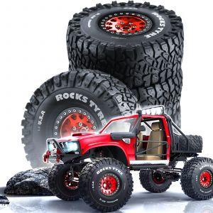 Jantes de roue Beadlock de 1.9 pouces et pneus en caoutchouc pour 1/10 RC Rock Crawler Axial SCX10