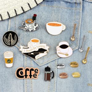 Collection de caf&eacute; broche en &eacute;mail pour Barista Vintage Rose th&eacute; Latte Americano broches Machine &agrave;