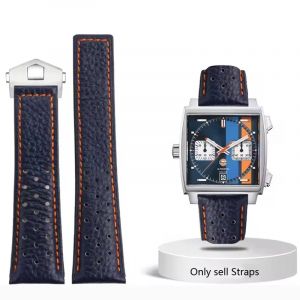 Bracelet de montre en cuir v&eacute;ritable pour TAG Heuer MONACO CARRERA CAW211R/P, avec boucle pliante,