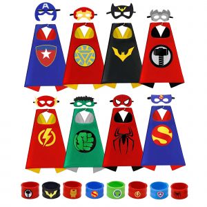 8 ensembles de Capes de super-héros pour Costume d'halloween et de noël, fournitures de fête de