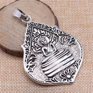 WYSIWYG 1 pièces 72x54mm Antique couleur argent bouddha breloque grande Statue de bouddha pendentif