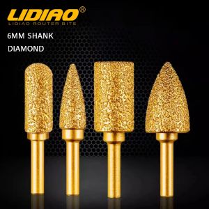 LIDIAO tête de meulage diamant tige de 6mm lime rotative fer acier bavure polonais peu pour verre