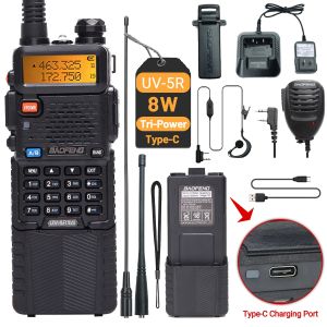 Baofeng UV-5R 8W 3800mAh talkie-walkie Tri puissance type-c VHF UHF double bande longue portée pour