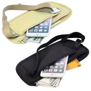 Poudres invisibles de sacs de taille de voyage, sac de ceinture d'argent de passeport, portefeuille