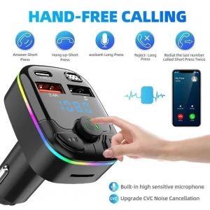 Transmetteur FM Bluetooth 5.0 pour voiture, adaptateur sans fil, micro, récepteur Audio, lecteur MP3
