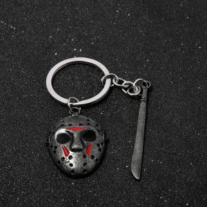 Porte-clés film d'horreur Jason masque de Hockey Kinfe porte-clés en métal pour enfants Halloween