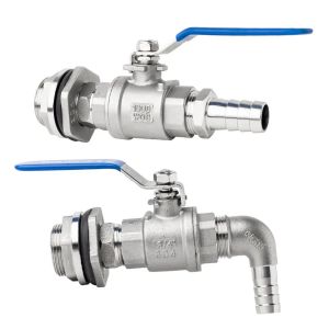 Robinet à bille en acier inoxydable BSP 1/2, 6, 10, 12, 14, 20, 25, 32mm, barbe de tuyau 3/4 ",