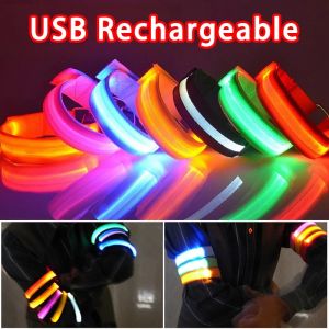 Brassard de course de nuit lumière LED Sports de plein air USB Rechargeable ceinture de sécurité