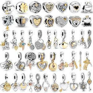 2024 nouveau 925 argent plaqué alliage diamant étoile coeur perles breloque pour Pandora bracelet à