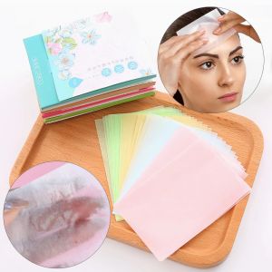 Papier buvard d'huile matifiante pour le visage, 100 pièces, lingettes portables, feuilles de