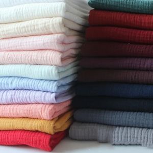 Tissu drapé en coton et lin, 100x135cm, Double gaze, crêpe, vêtements pour bébé, jupe pour dames,