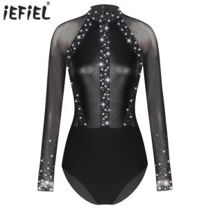 Justaucorps de gymnastique métallique pour femmes, body de spectacle sur scène, hauts, Costume de