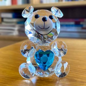 Figurines d'ours en cristal en forme de c&oelig;ur d'amour, ornement artisanal &agrave; la mode, joli