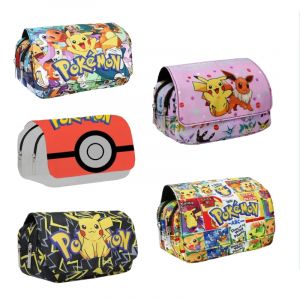 Trousse &agrave; crayons de grande capacit&eacute; de dessin anim&eacute; Pokemon, sac &agrave; stylo Pikachu, bo&icirc;te &agrave; rabat