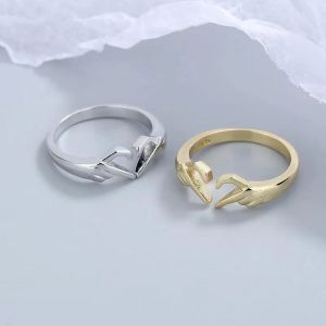 Bague romantique en forme de cœur à cœur à deux mains, mode européenne et américaine, main d'attrape