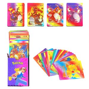 Cartes Pokemon color&eacute;es, 55 pi&egrave;ces, anglais, fran&ccedil;ais, allemand, espagnol, Vmax GX, carte d'&eacute;nergie,