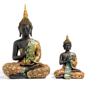 Grande Statue de bouddha thaïlande, Sculpture de bouddha en résine verte faite à la main, bouddhisme