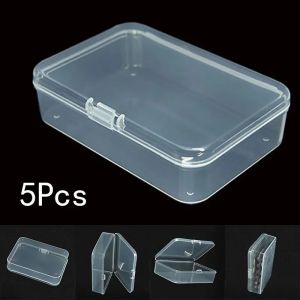 Mini boîte de rangement rectangulaire en plastique, 5 pièces, boîte d'emballage translucide,