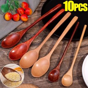 Cuill&egrave;re &agrave; th&eacute; en bois, 10/1 pi&egrave;ces, cuill&egrave;re &agrave; soupe &agrave; remuer, Ellipse &agrave; longue main, ensemble de