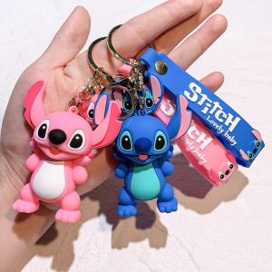 Porte-clés dessin animé Disney Mickey Mouse Minnie Lilo & Stitch, pendentif de voiture, jouets pour