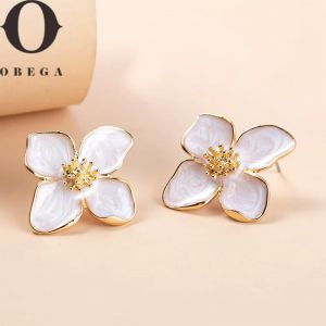 Obega fleur boucles d'oreilles clou rose blanc fleurs femmes boucle d'oreille poste printemps &eacute;t&eacute;