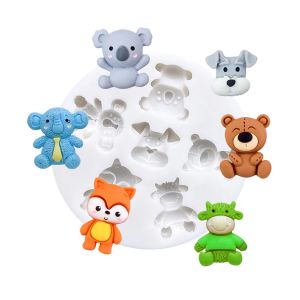 Moule à gâteau en silicone, ours, koala, chien, renard, bovin, outils de décoration de pâtisserie