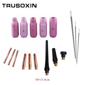 17 pi&egrave;ces soudeurs torche de soudage Tig tasse pince corps buse Kit &eacute;lectrode de tungst&egrave;ne pour