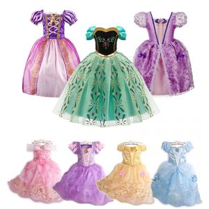 Costume fantaisie de princesse pour filles, robe Raiponce Anna, Cosplay de no&euml;l, Belle aurore Sofia,