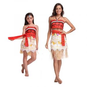 Enfants Cosplay Vaiana Moana princesse Costume robe adulte collier perruque fille Halloween f&ecirc;te